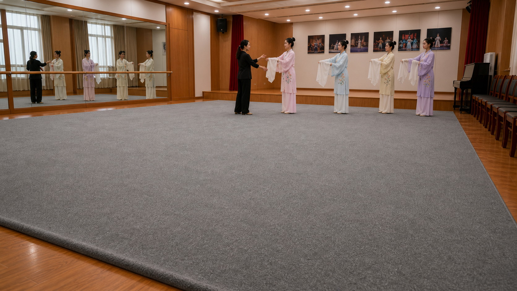 黄梅戏教室教学素色地毯1
