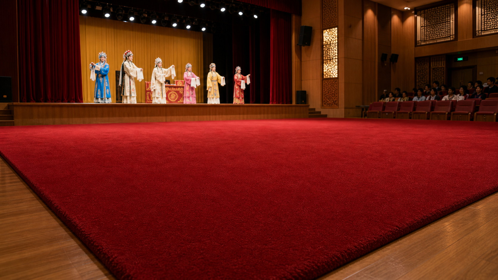 北京地毯一厂戏曲地毯演出铺装效果