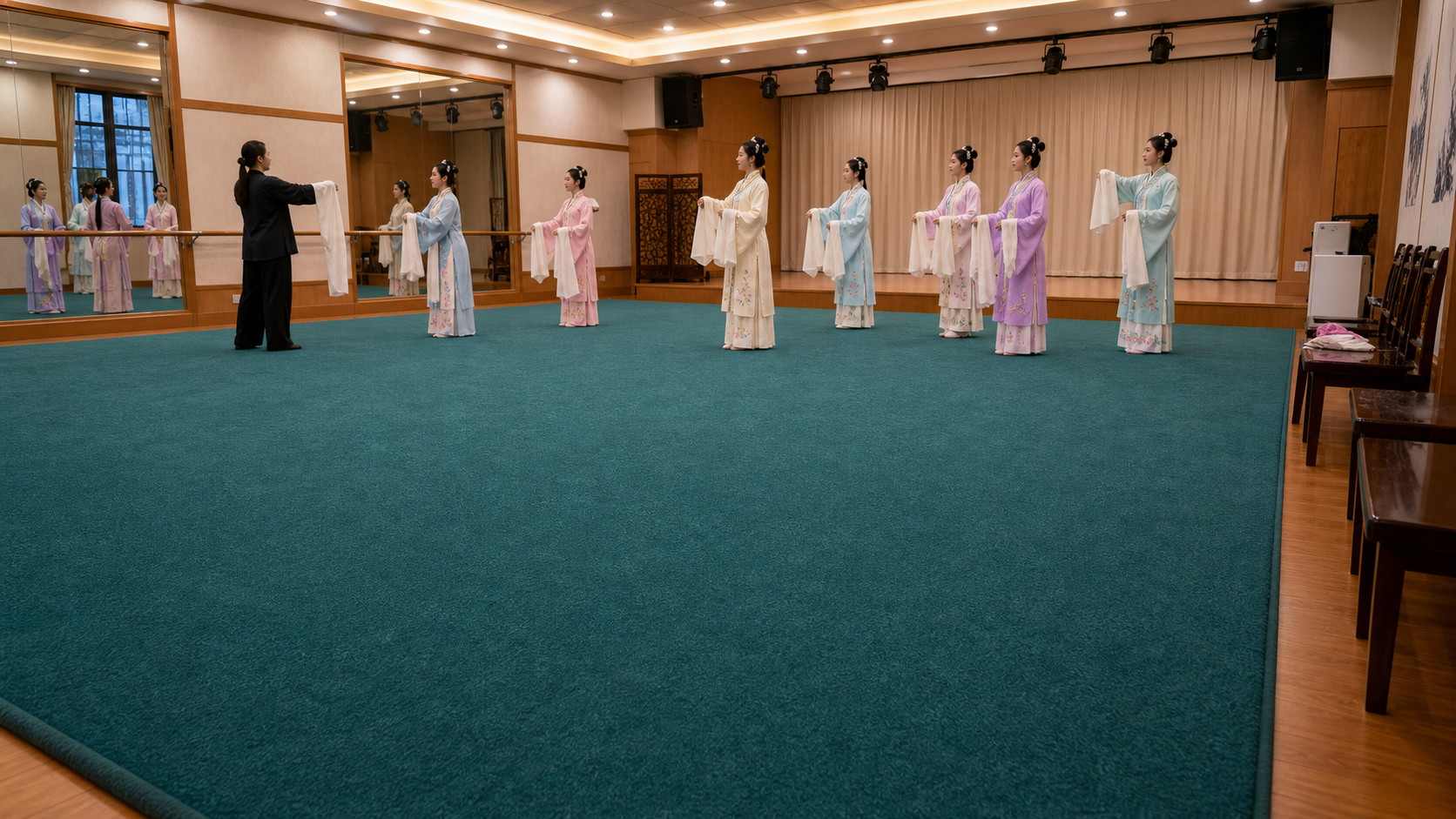 越剧教室教学素色地毯3